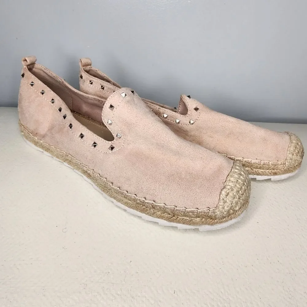 Marc Fisher Women's Chequer Flats Size 7 Blush Pink Espadrille Slip On Shoe